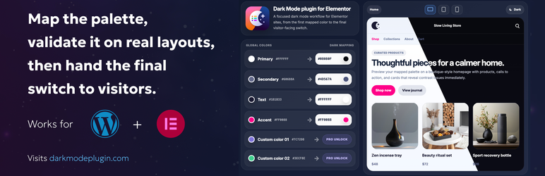 Presario Dark Mode For Elementor Preview Wordpress Plugin - Rating, Reviews, Demo & Download