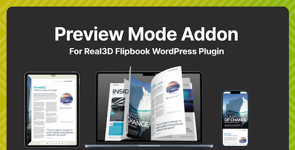 Preview Mode Addon For Real 3D Flipbook Preview Wordpress Plugin - Rating, Reviews, Demo & Download