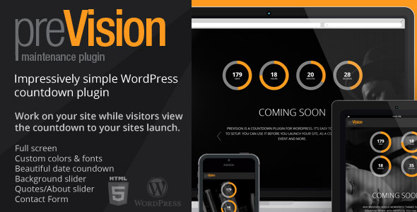 PreVision Responsive WordPress Maintenance Plugin Preview - Rating, Reviews, Demo & Download