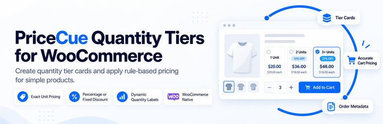 PriceCue Quantity Tiers For WooCommerce Preview Wordpress Plugin - Rating, Reviews, Demo & Download