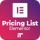 Pricing List Image For Elementor