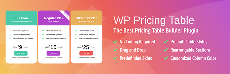 Pricing Table Builder – The Best Price Table Builder Plugin Preview - Rating, Reviews, Demo & Download