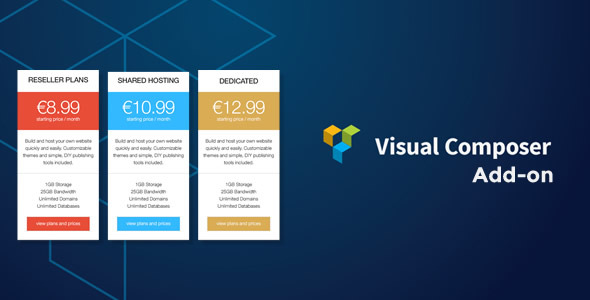 Pricing Table Responsive Addon For Visual Composer Preview Wordpress Plugin - Rating, Reviews, Demo & Download