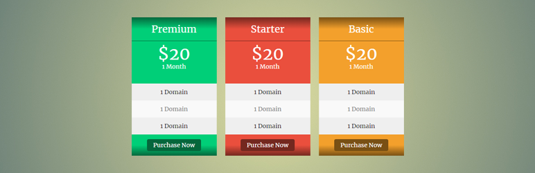 Pricing Tables Free Preview Wordpress Plugin - Rating, Reviews, Demo & Download