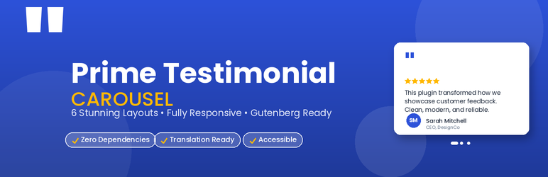 Prime Testimonial Carousel Preview Wordpress Plugin - Rating, Reviews, Demo & Download