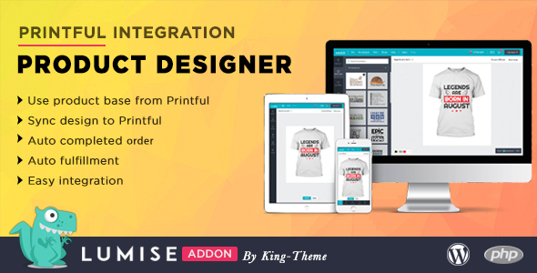 Printful Integration – Addon For Lumise Product Designer Preview Wordpress Plugin - Rating, Reviews, Demo & Download