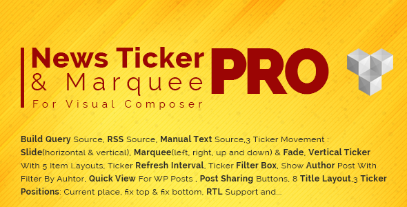Pro News Ticker & Marquee For WPBakery Page Bilder : Display Post, Custom Post, RSS & WooCommerce Preview Wordpress Plugin - Rating, Reviews, Demo & Download
