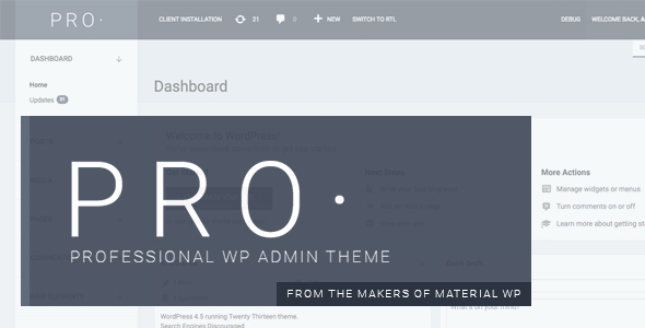 PRO Theme – Professional WP Admin Dashboard Theme Preview Wordpress Plugin - Rating, Reviews, Demo & Download