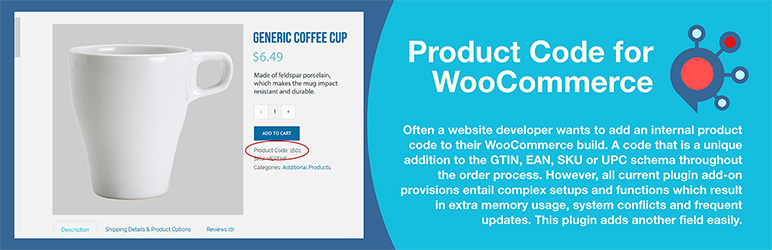 Product Code For WooCommerce Preview Wordpress Plugin - Rating, Reviews, Demo & Download