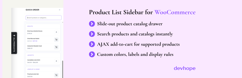 Product List Sidebar For WooCommerce Preview Wordpress Plugin - Rating, Reviews, Demo & Download