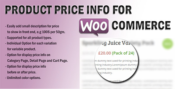Product Price Info For WooCommerce Preview Wordpress Plugin - Rating, Reviews, Demo & Download