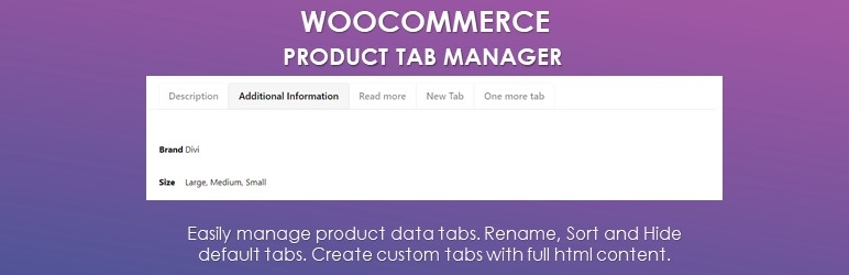 Product Tab Manager Preview Wordpress Plugin - Rating, Reviews, Demo & Download