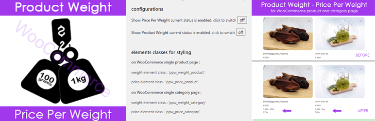 Product Weight – Price Per Weight Preview Wordpress Plugin - Rating, Reviews, Demo & Download