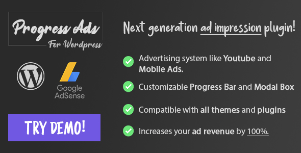 Progress Ads – WordPress Skippable Ads Plugin Preview - Rating, Reviews, Demo & Download