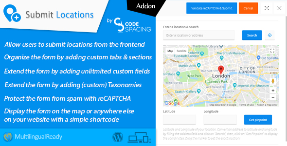 Progress Map, Submit Locations – WordPress Plugin Preview - Rating, Reviews, Demo & Download