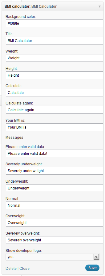 Protech BMI Calculator Preview Wordpress Plugin - Rating, Reviews, Demo & Download