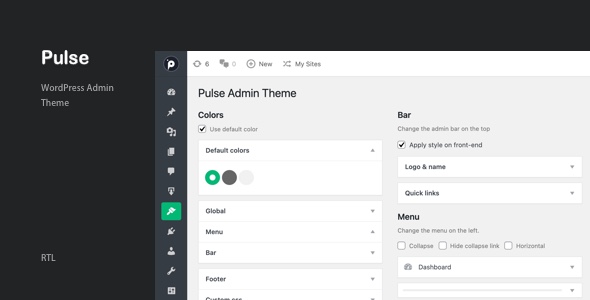 Pulse – WordPress Admin Theme Preview - Rating, Reviews, Demo & Download