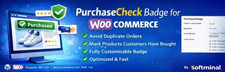 PurchaseCheck Badge For WooCommerce Preview Wordpress Plugin - Rating, Reviews, Demo & Download