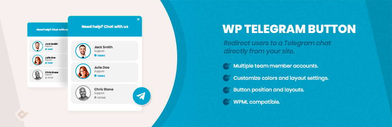 QuadLayers Telegram Button Preview Wordpress Plugin - Rating, Reviews, Demo & Download