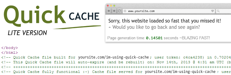 Quick Cache (Speed Without Compromise) Preview Wordpress Plugin - Rating, Reviews, Demo & Download