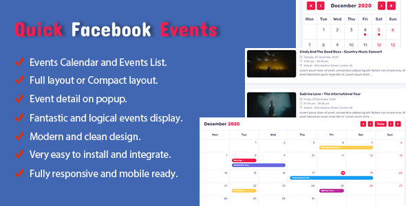 Quick Facebook Events Plugin for Wordpress Preview - Rating, Reviews, Demo & Download