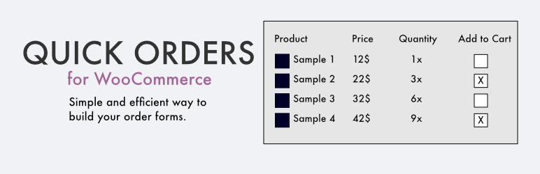 Quick Orders For WooCommerce Preview Wordpress Plugin - Rating, Reviews, Demo & Download