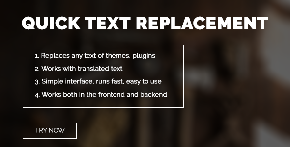 Quick Text Replacement WordPress Plugin Preview - Rating, Reviews, Demo & Download