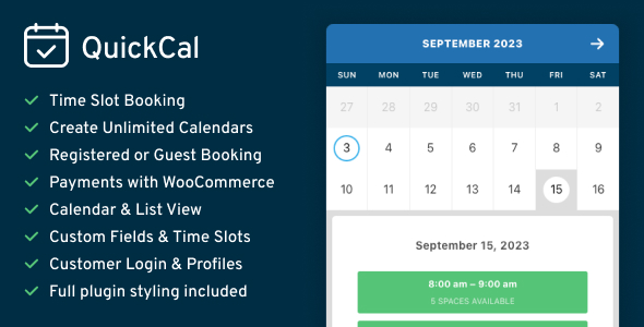 QuickCal – Appointment Booking Calendar Plugin for Wordpress Preview - Rating, Reviews, Demo & Download