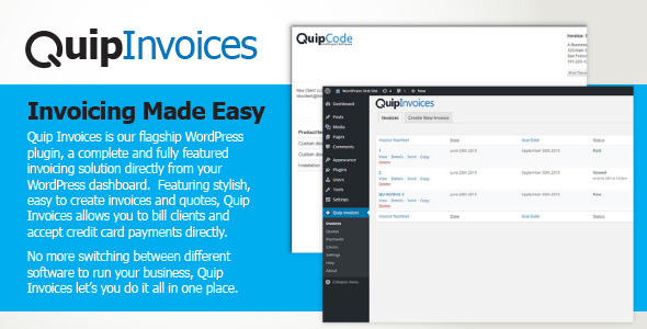 Quip Invoices – Fully Featured WordPress Invoicing Preview - Rating, Reviews, Demo & Download