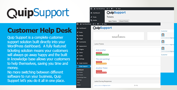 Quip Support – Ultimate Help Desk Solution Preview Wordpress Plugin - Rating, Reviews, Demo & Download
