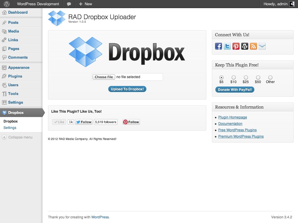 RAD Dropbox Uploader Preview Wordpress Plugin - Rating, Reviews, Demo & Download