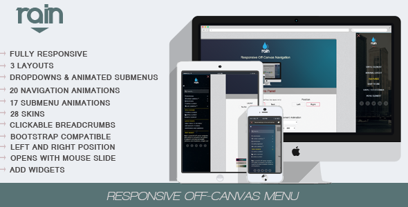 Rain – Responsive Off-Canvas WordPress Menu Preview - Rating, Reviews, Demo & Download