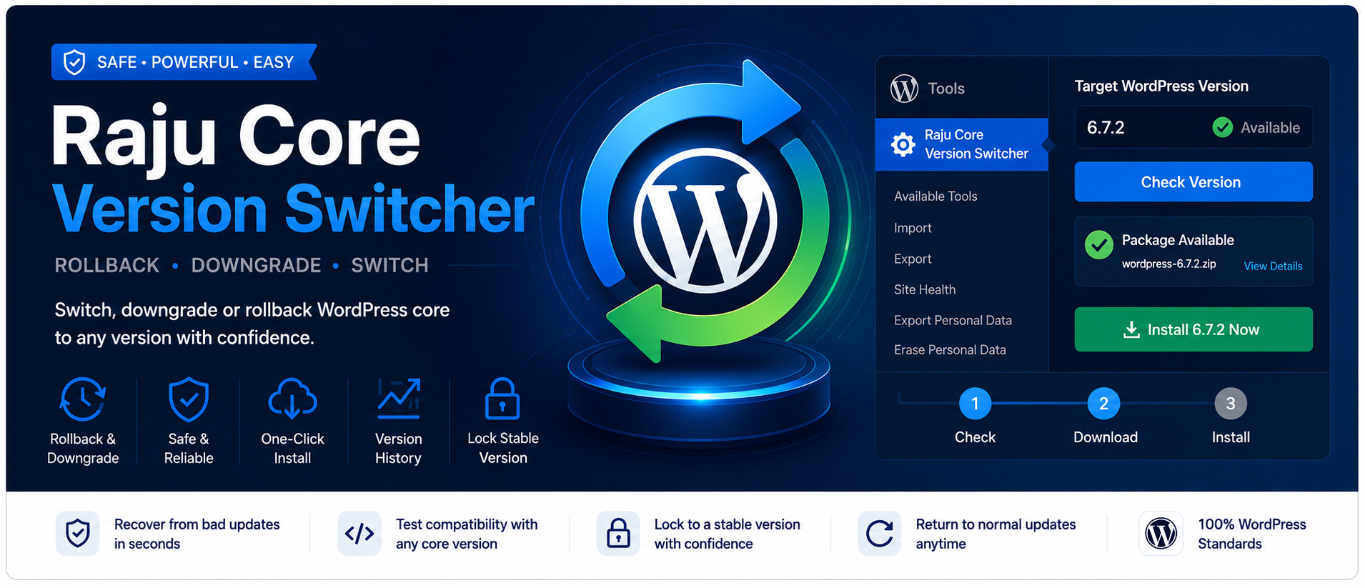 Raju Core Version Switcher Preview Wordpress Plugin - Rating, Reviews, Demo & Download