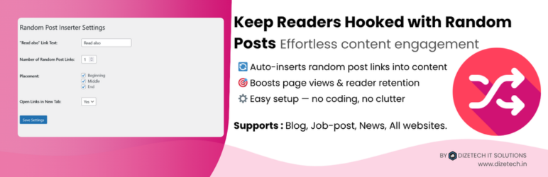 Random Post Inserter Preview Wordpress Plugin - Rating, Reviews, Demo & Download