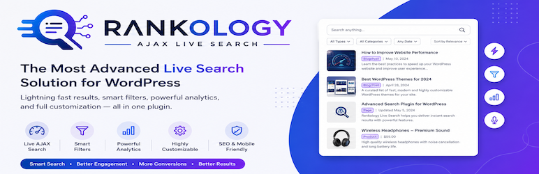 Rankology Ajax Live Search Preview Wordpress Plugin - Rating, Reviews, Demo & Download