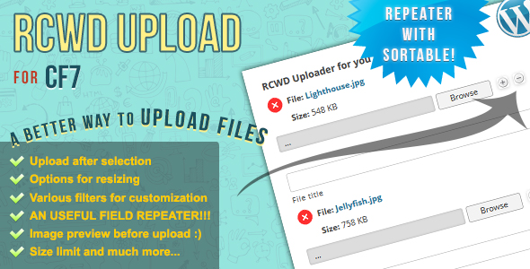 Rcwd Upload For CF7 Preview Wordpress Plugin - Rating, Reviews, Demo & Download