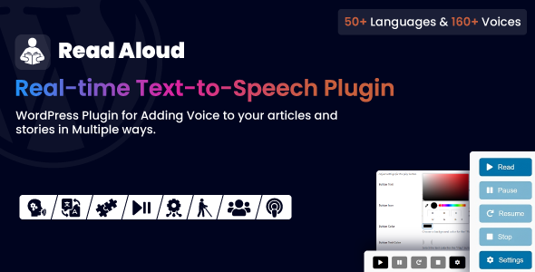 Read Aloud Plugin Real-Time Text-to-Speech For WordPress Preview - Rating, Reviews, Demo & Download