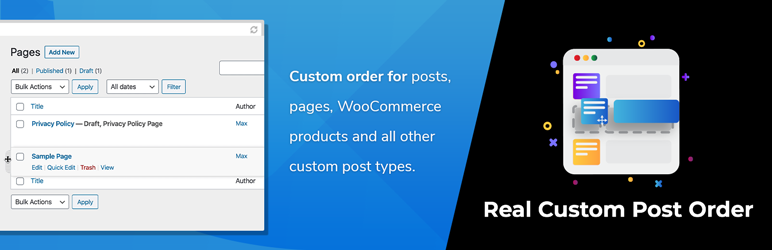 Real Custom Post Order: Create A Custom Order For Your Content Preview Wordpress Plugin - Rating, Reviews, Demo & Download