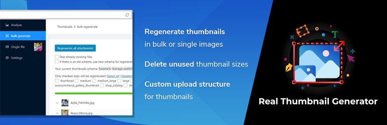 Real Thumbnail Generator: Efficient Regeneration Of Thumbnails In All Sizes Preview Wordpress Plugin - Rating, Reviews, Demo & Download