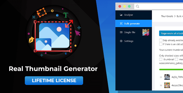 Real Thumbnail Generator: Efficiently Force Regenerate Thumbnails In Bulk (or Single) In WordPress Preview - Rating, Reviews, Demo & Download