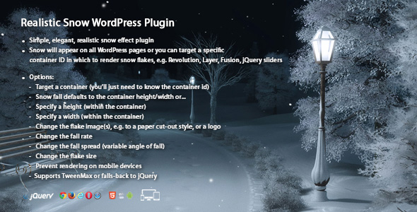 Realistic Snow WordPress Plugin Preview - Rating, Reviews, Demo & Download