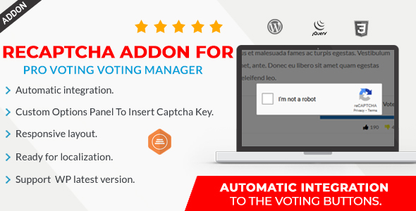 Recaptcha Addon For BWL Pro Voting Manager Preview Wordpress Plugin - Rating, Reviews, Demo & Download