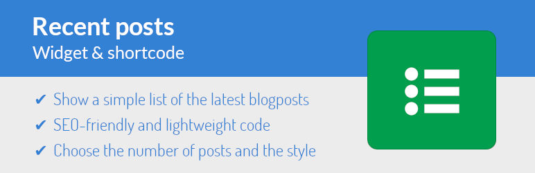 Recent Posts: Widget And Shortcode Preview Wordpress Plugin - Rating, Reviews, Demo & Download