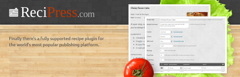 ReciPress Preview Wordpress Plugin - Rating, Reviews, Demo & Download