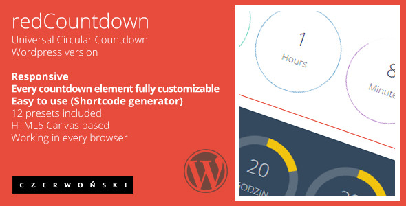 RedCountdown – Circular Countdown Preview Wordpress Plugin - Rating, Reviews, Demo & Download