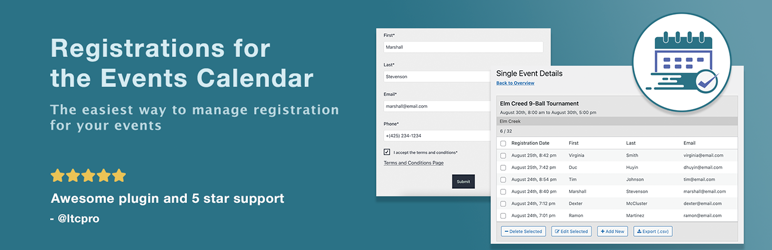 Registrations For The Events Calendar – Event Registration Plugin Preview - Rating, Reviews, Demo & Download