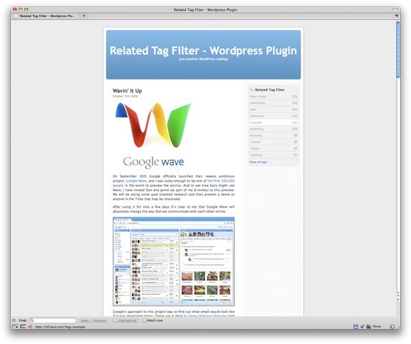Related Tag Filter Preview Wordpress Plugin - Rating, Reviews, Demo & Download