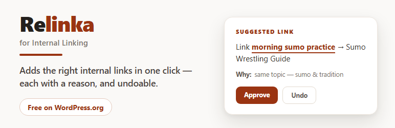 Relinka For Internal Linking Preview Wordpress Plugin - Rating, Reviews, Demo & Download