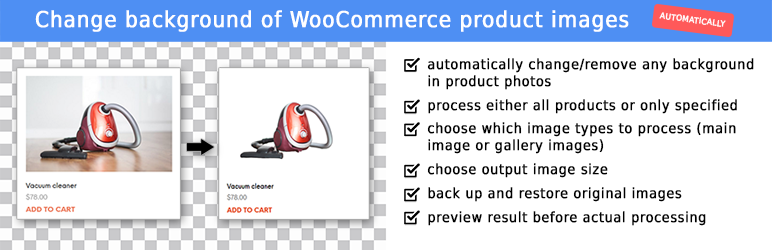 Remove Products Background For WooCommerce Preview Wordpress Plugin - Rating, Reviews, Demo & Download