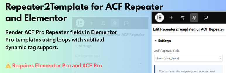 Repeater2Template Widget For ACF Repeater And Elementor Preview Wordpress Plugin - Rating, Reviews, Demo & Download